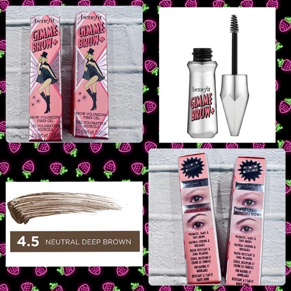 Benefit Gimme Brow Volumizing Fiber Gel Bundle Neutral Deep BrownEyebrow Definer - Picture 1 of 9